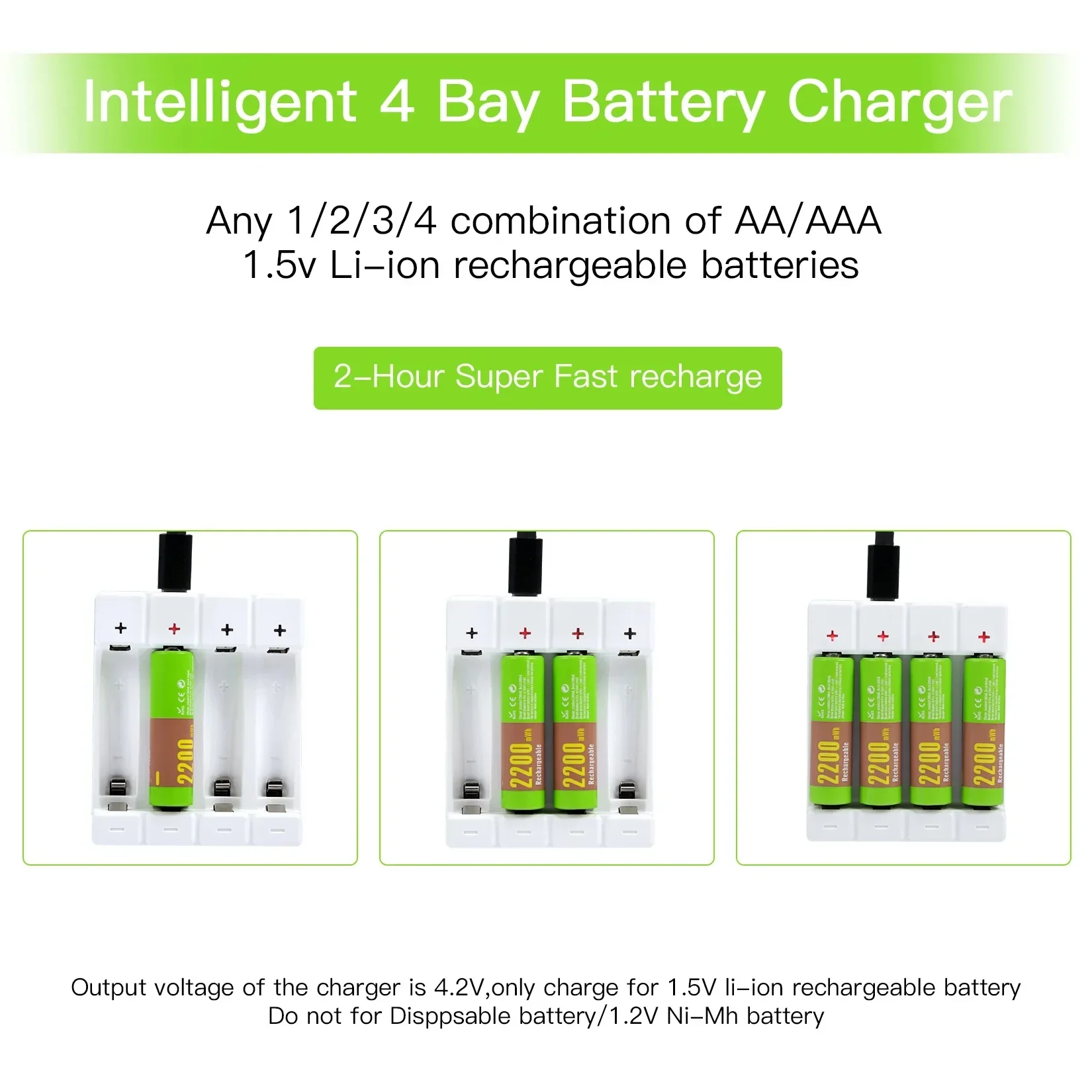 Soshine 1.5V AA 3300mWh Rechargeable Battery 3300mWh Lithium Batteries and Li-ion AA AAA Smart Rechargeable Batteries Charger