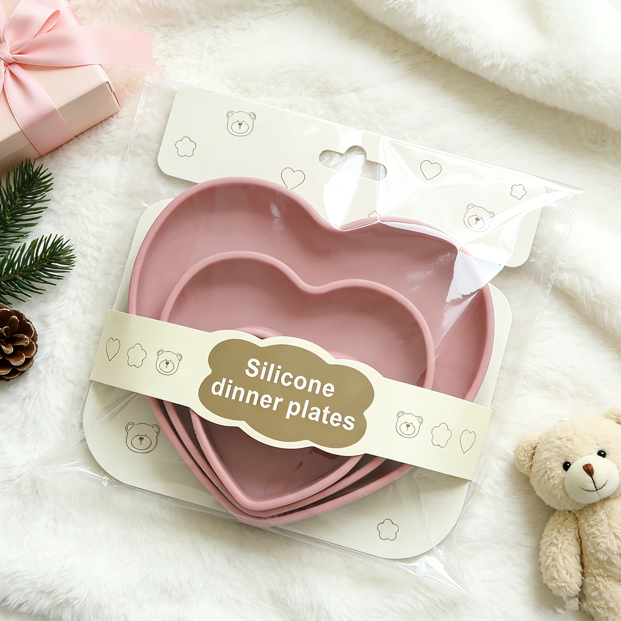 Silicone Heart Shaped Plate Se - Baby Food Tray recension och pris