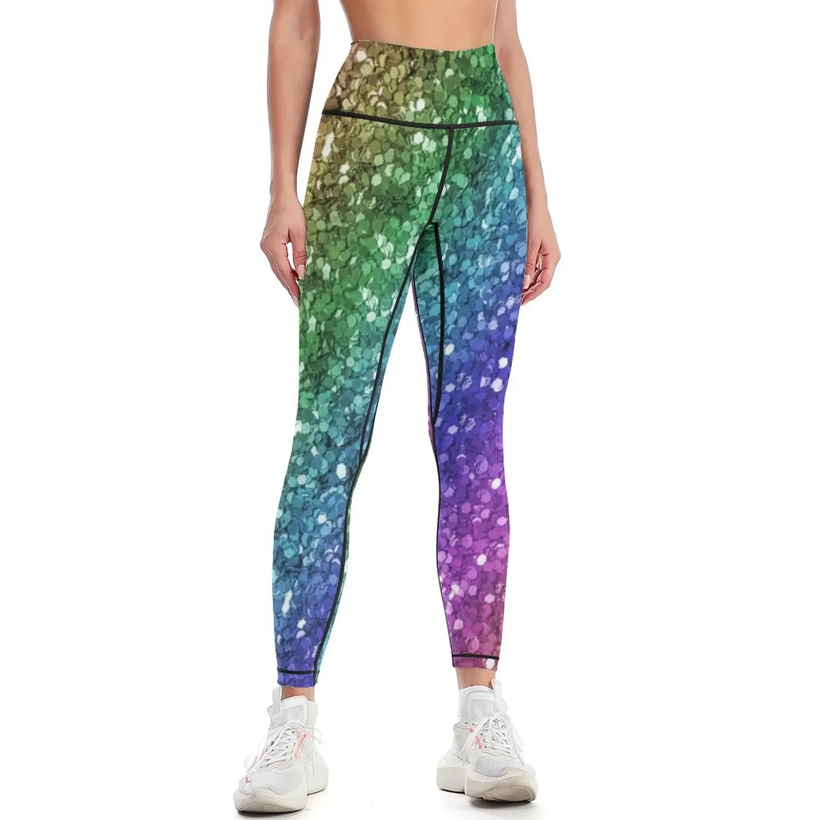 

Glitter Rainbow Unicorn Pattern Leggings Legging sport high waist flared legging gym Womens Leggings