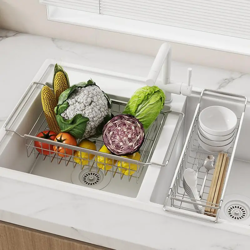 

Sink Organizer Kitchen Drain Rack Wire Basket Telescopic Sink Storage Rack Kitchen Drain Rack Under Shelf Basket Kitchen Sink