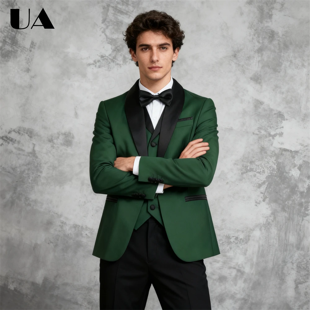 

Casual Smart Shawl Collar Suit Set for Men, 80+ Colors Avaliable 3-Piece Mens Formal Tuxedo (Jacket Vest Pants) Tailored Size