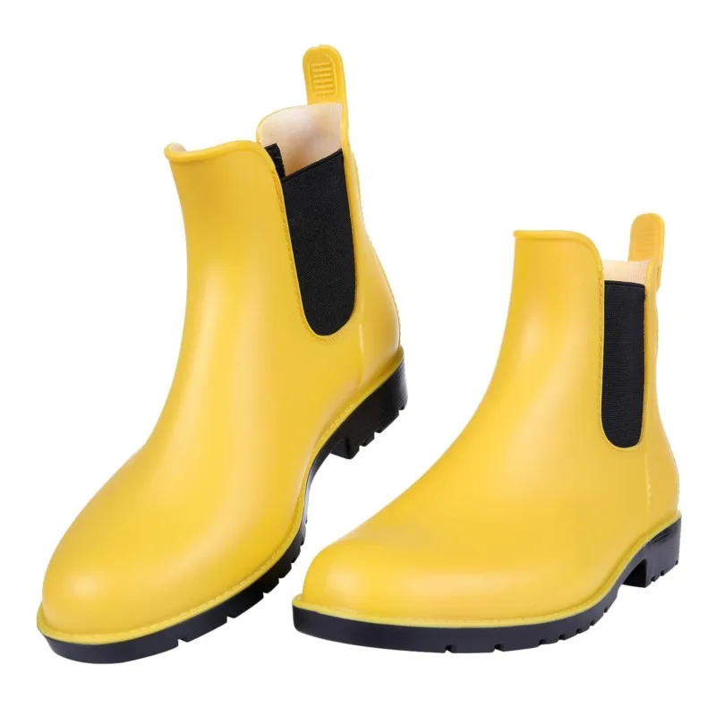 

Smile Chelsea Boots For Women Nonslip Waterproof Durable Rubber Boots Pull On Shoes Comfortable Outdoor Women's Short Rain Boots