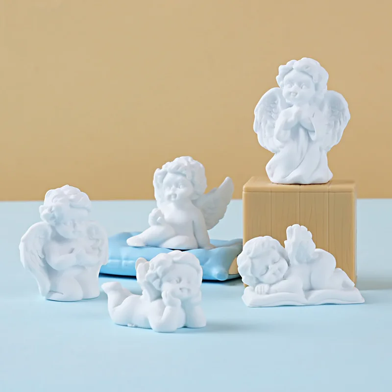 8 Pieces Resin Cherub Angel Mini Figurines European Retro Style Ornaments Vintage Character Statues Desktop Decor DIY Craft