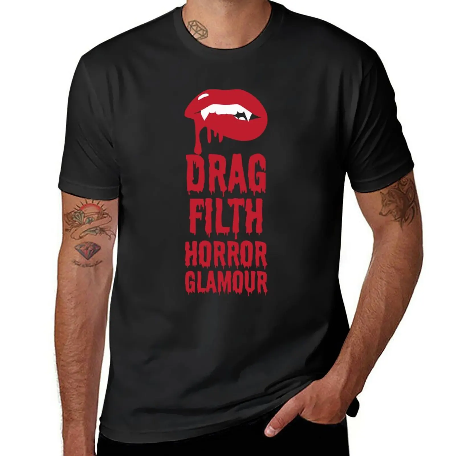 New Dragula logo Fangs T-Shirt heavyweight t shirts man clothes cute tops t shirts for men cotton