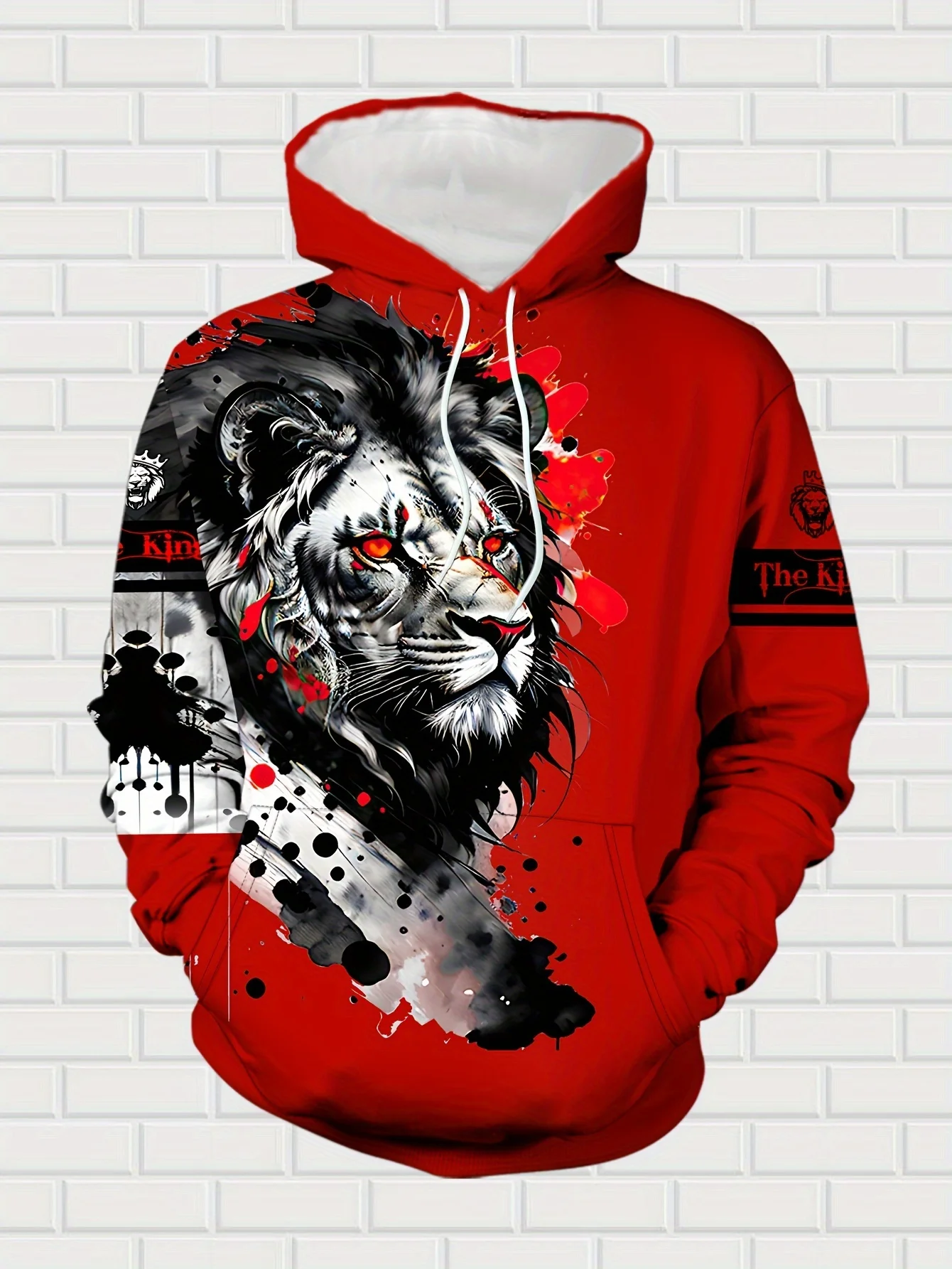 Fashion Trend Animal Print Long Sleeve Hoodie Men's Casual Sweatshirt Breathable Quick-Drying Versatile Crew Neck Sweater