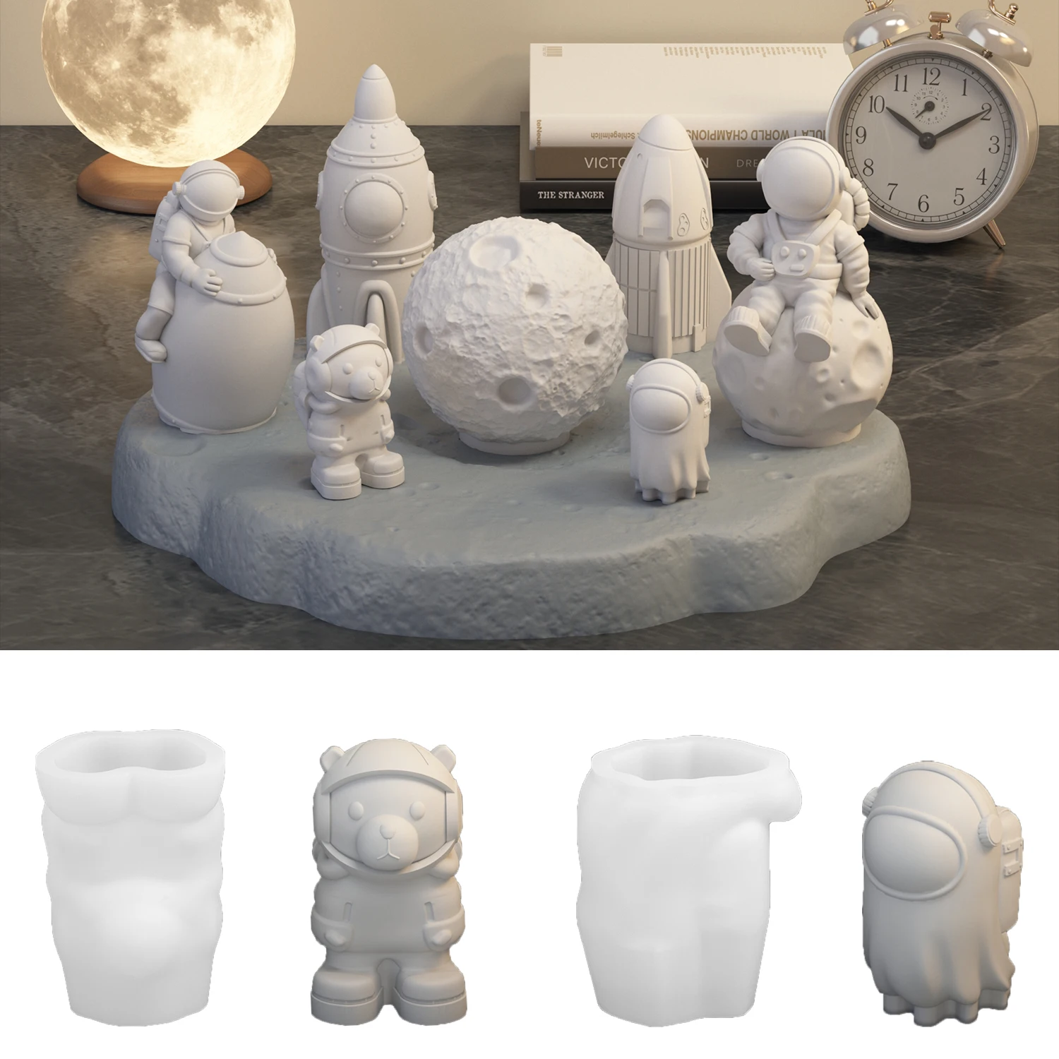 LZ022 3D Astronaut Silicone Candle Mold DIY Outer Space Platform Star Rocket Spaceman Gypsum molds For Craft Decoration