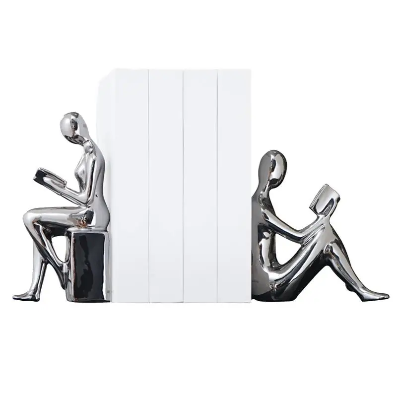 

Decorative Bookends For Home Decor 2X Abstract Figurine Design Decorative Book Ends Supports For Shelves Heavy Duty Ceramic