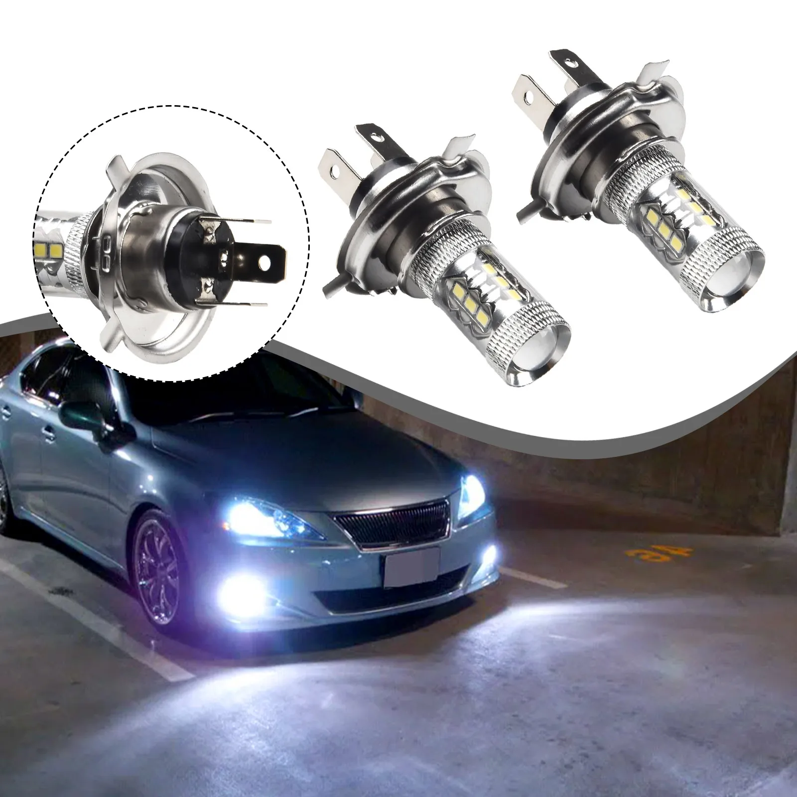 LED Bulb H4 Fog Lights 7*4.5 Cm Beam Motorcycle 12V 2Pcs 6000K 6500K 80W Aluminum HB2 Headlight Hot Sale Brand New