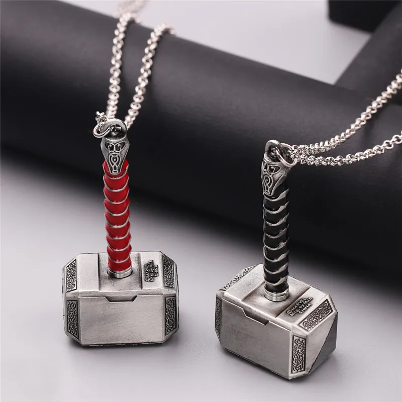 Collar con Colgante de Martillo de Thor de Marvel para Hombre, Joyería Creativa para Colgar en el Cuello, Gargantilla de Regalo, Venta al por Mayor