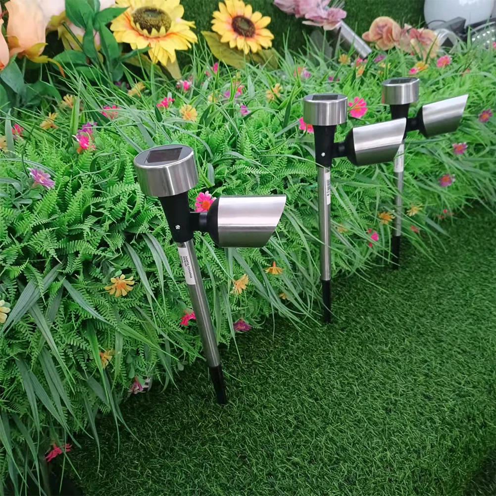 

2 Pcs Solar Ground Plug Light Outdoor LED Pathway Lawn Garden Villa Yard Decoration Energy Saving Night Safety Stainless Steel