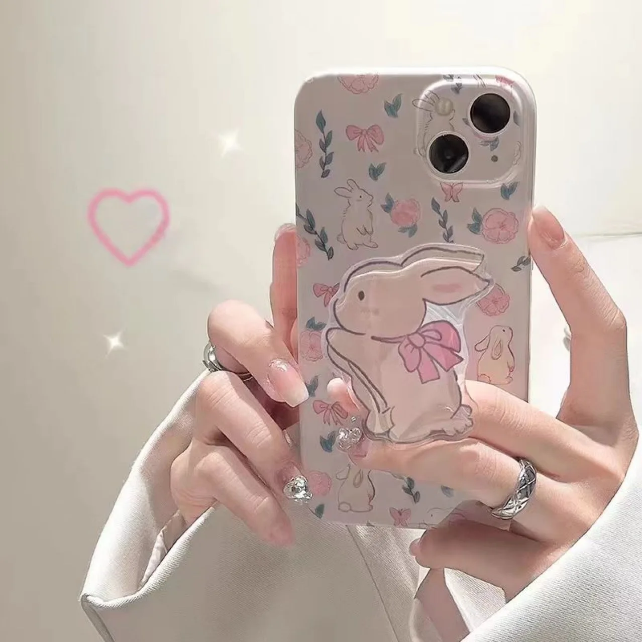 Cute Rabbit Phone Holders,for IPhone 16 15 Samsung Support Telephone Mobilephones Grip Tok Folding Pocket Bracket Stand