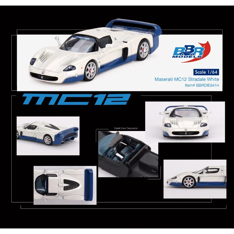 1:64 maserati mc12 Simulations modell aus weißer Druckguss legierung, Kinder sammlung von dekorativem Spielzeug, Weihnachts geschenke für Freunde.