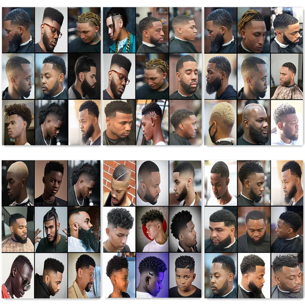 Best Waves\0buzz Cut \ Dreadlocks Hairstyle For Black Men Posters Prints High Fade Haircut Canvas Barber Shop Print Art Painting