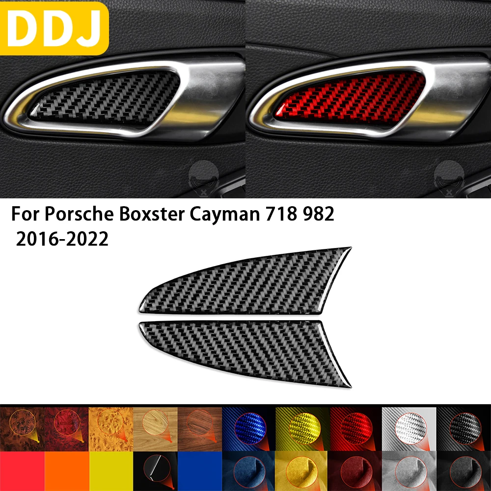 

For Porsche Boxster Cayman 718 982 2016-2022 Accessories Carbon Fiber Car Interior Inner Door Bowl Trim Sticker Decoration