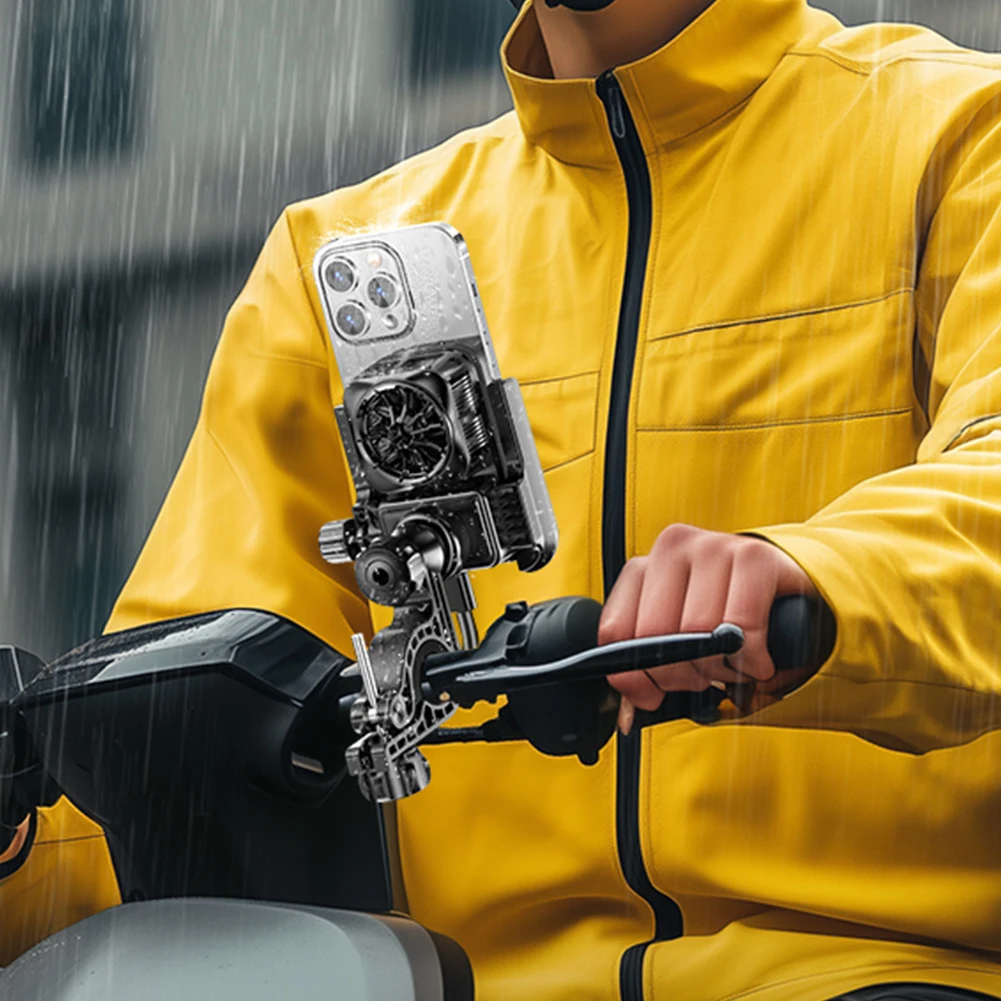 냉각 오토바이 자전거 전화 홀더 스탠드 방진 오토바이 핸들 바 전화 마운트 충격 흡수 장치 GPS 네비게이션 지원