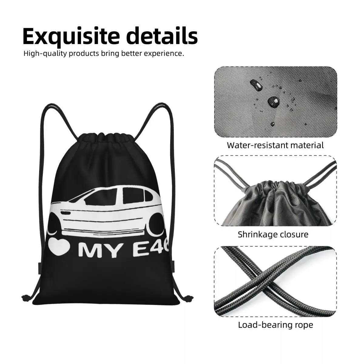 I Love My E46 Multi-function Portable Drawstring Bags Sports Bag Book Bag For Travelling