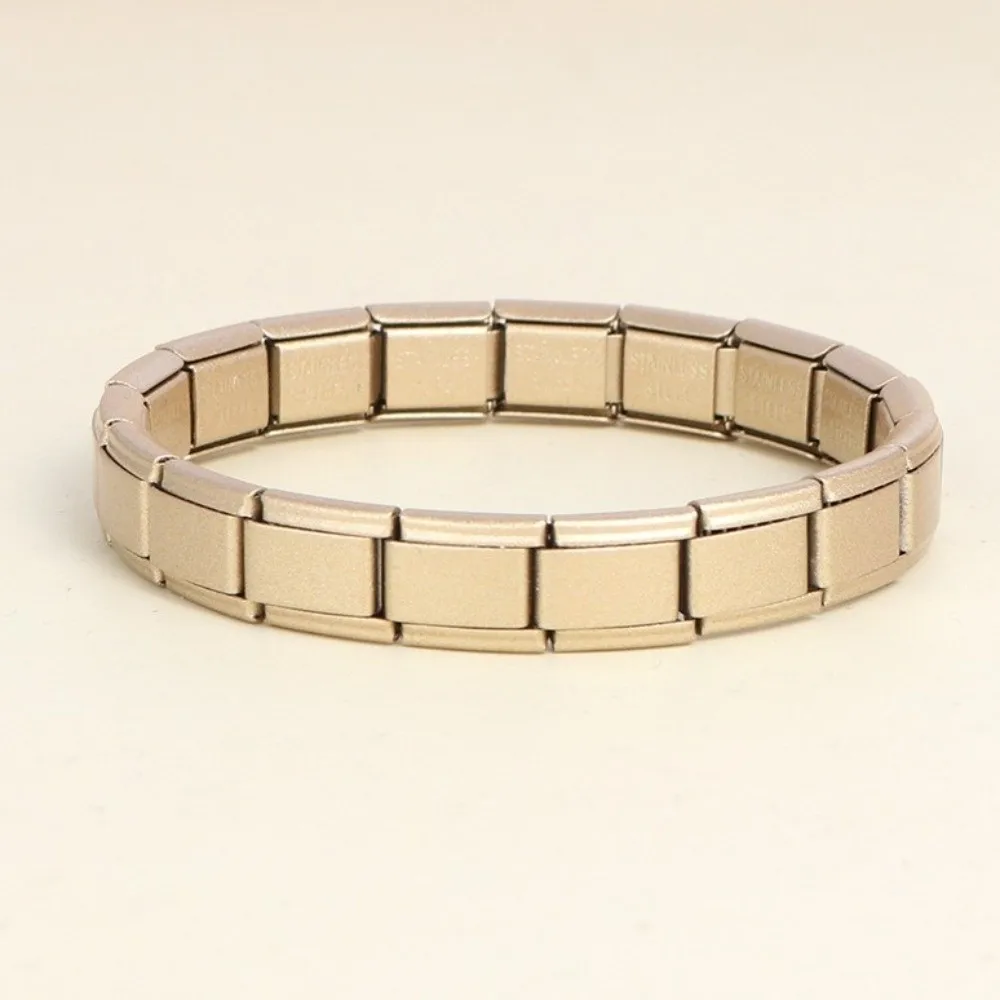 Stretchable Italian Chain Link Bracelet Square Popular Modular Stainless Steel Bracelet HipHop Jewelry Making Elastic Hand Chain