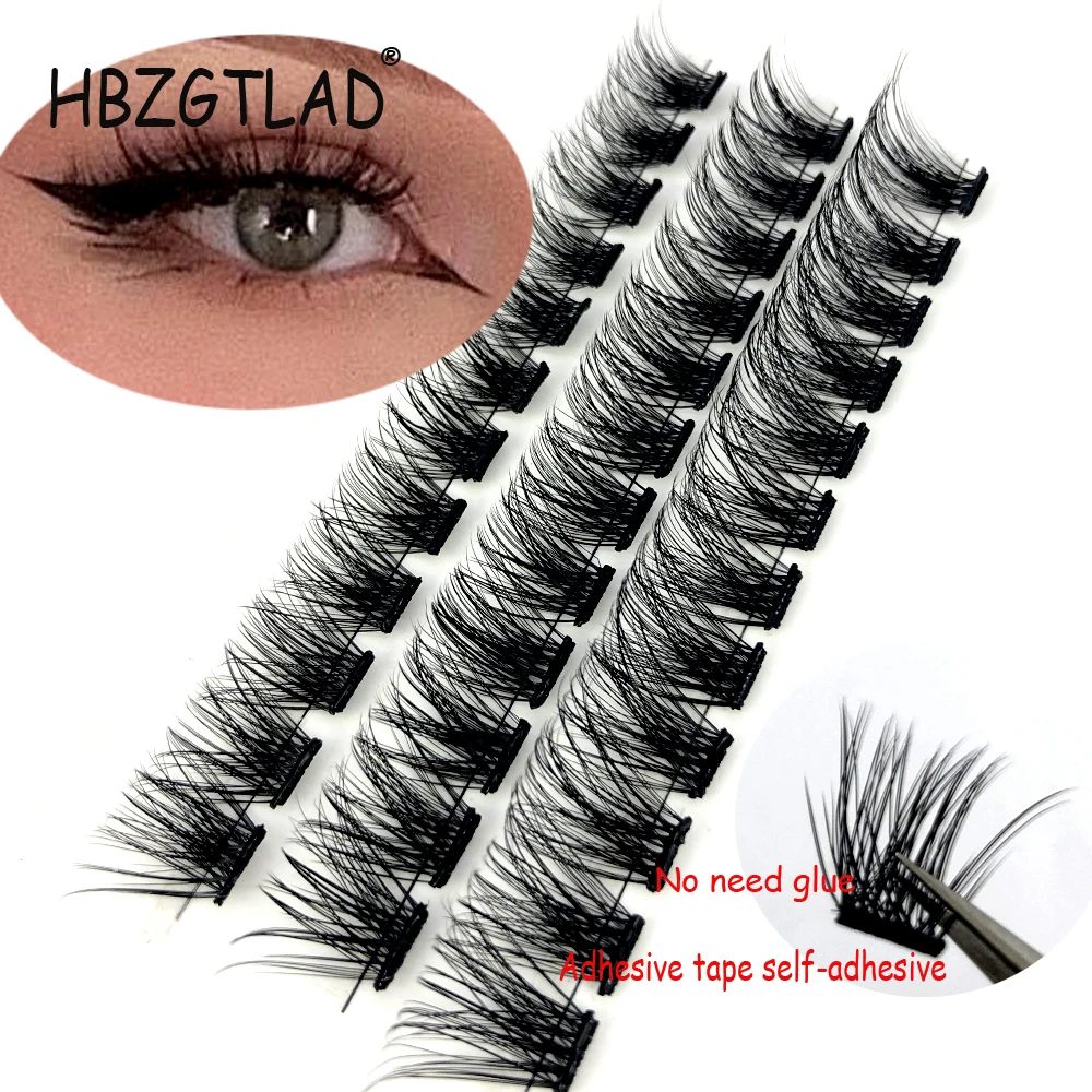Self Adhesive Eyelashes Clusters Press on Lashes No Glue Needed Soft Lash Clusters DIY Glue-free Self-adhesive Eyelash
