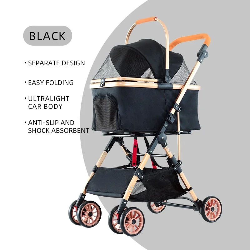 Hot salesLuxury 4 wheel small pet stroller for cat/pet fold travel stroller small dog for pet travel /wholesale dog stroller pet