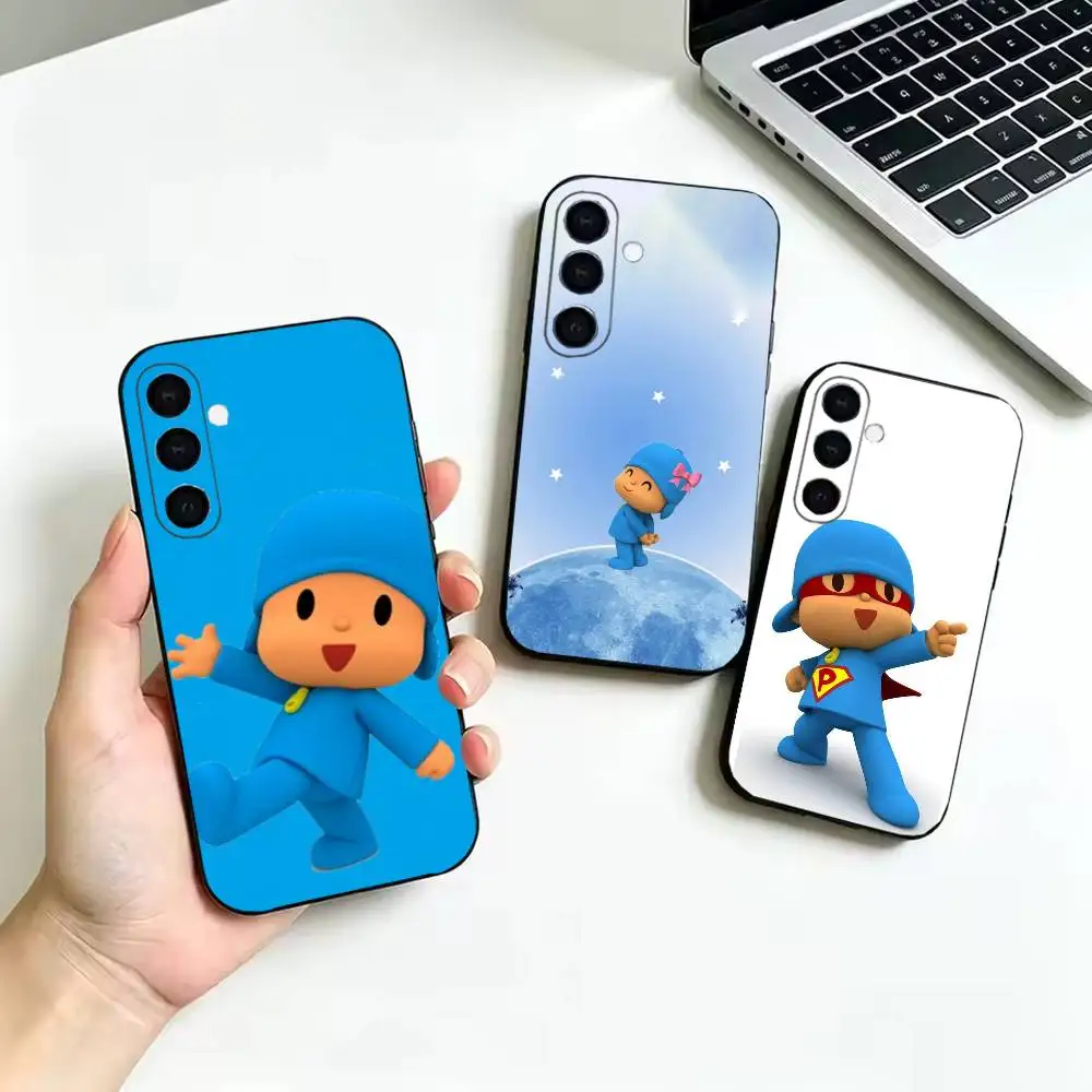 P-Pocoyo Cartoon Cute Soft Black Cover, Fit for Samsung Galaxy A02S,A12,A22,A32,A42,A52,A21S,A31,A41,A51,A71,A72,A73,A30S