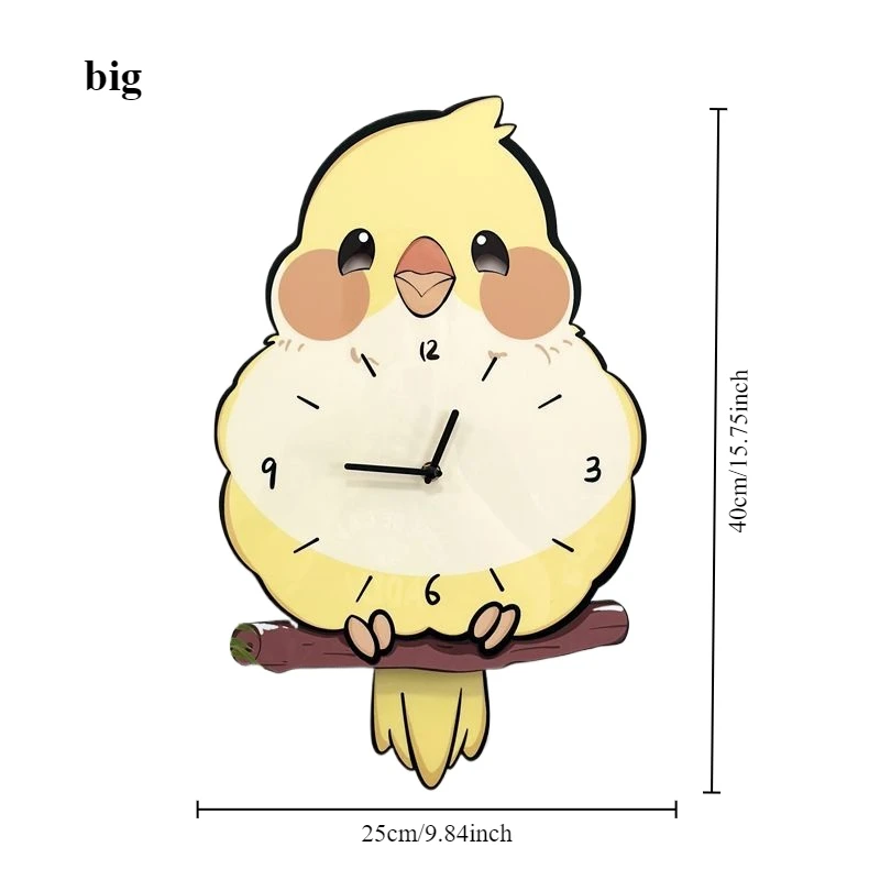 Cartoon Cute Parrot Creative Swing Clock Bedroom Living Room Decoration Bird Wall Clock Mute Wall Clock