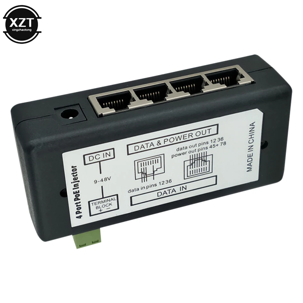 4-Port Centralized POE Power Supply Module 9-48V Bridge Monitoring Solar Battery Power Supply DC POE Power Supply Box