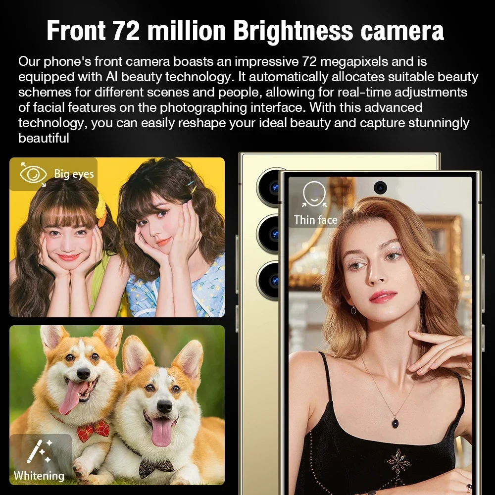Original S24 Ultra Smartphone 7.3-inch full screen 16GB+1TB Snapdragon 8Gen3 8000mAh Android 13.0 72MP+108MP Global version