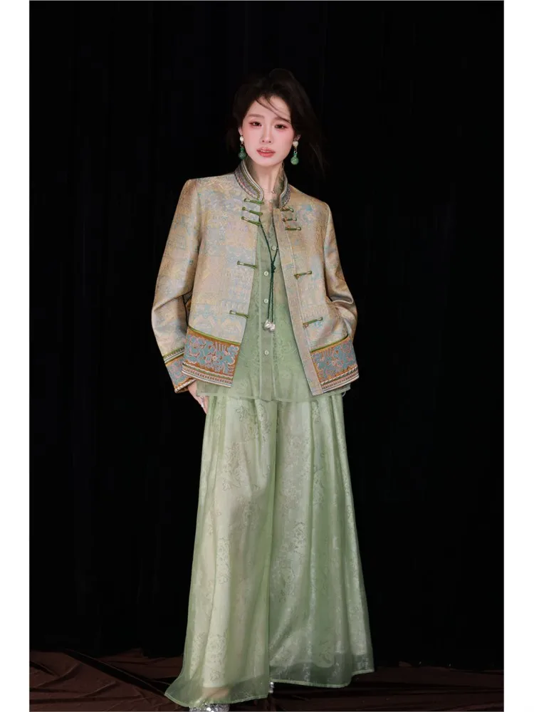 New style Li brocade patchwork embroidered Chinese-style coat for women