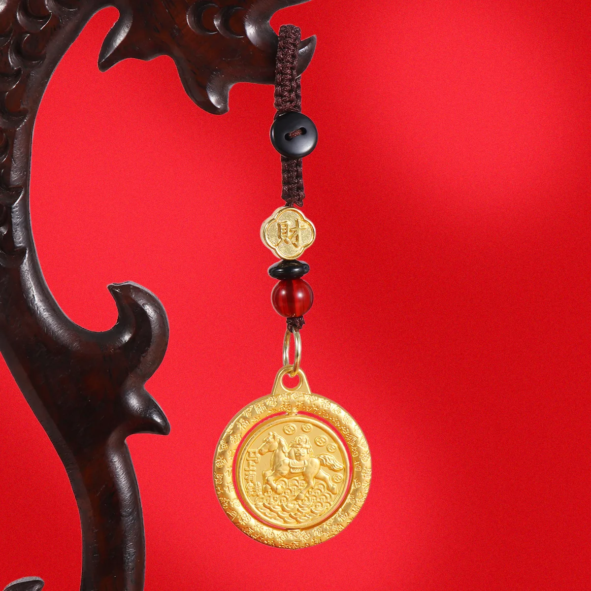 2026 Chinese Style Chinese Zodiac Rotatable Keychain Bag Pendant Car Key Hanging Ornament Heavenly Official Blessing Lucky Decor