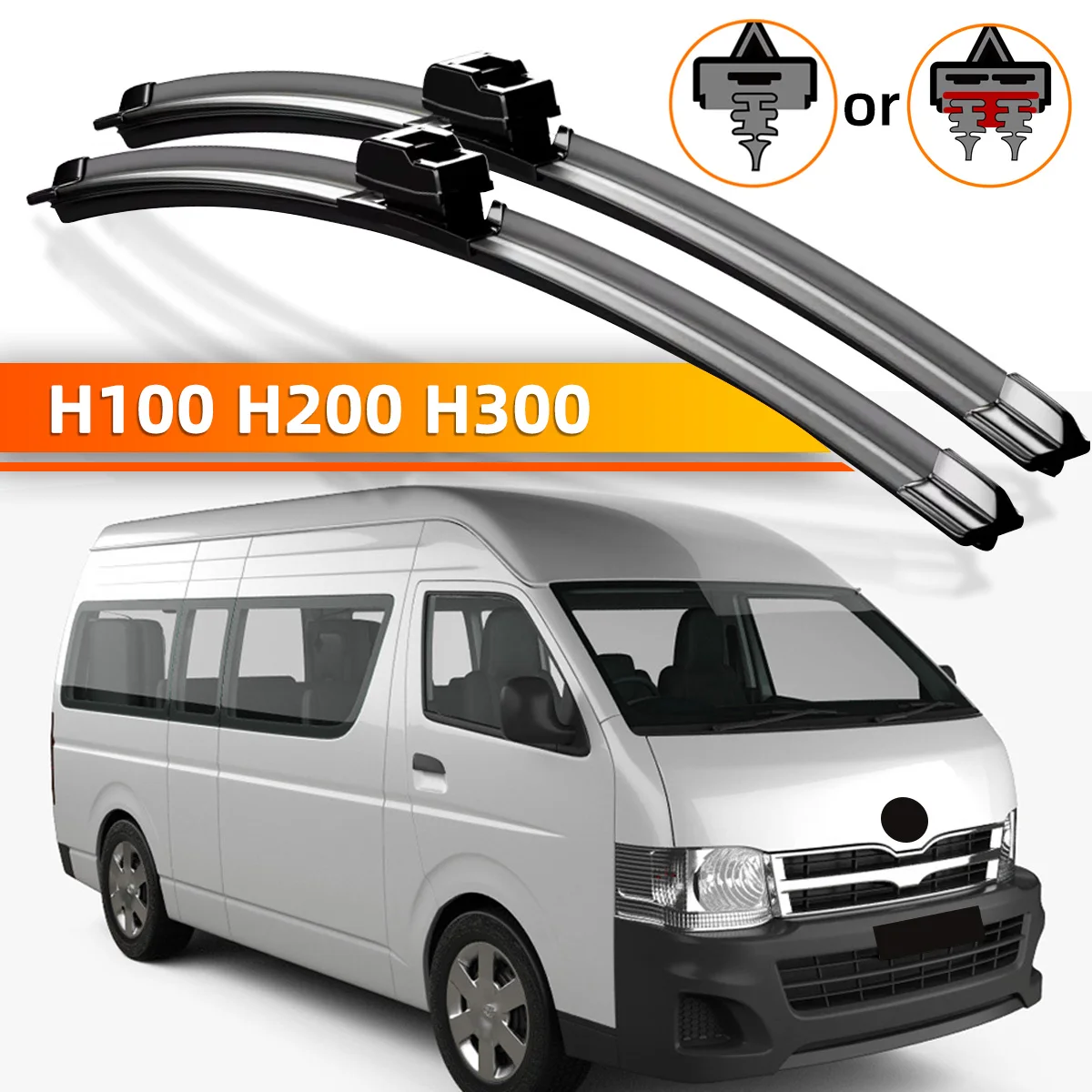 YONGRUN 2 Stück Frontscheibenwischer, geeignet für Toyota Hiace 1989–2023, Windschutzscheiben-Zubehör, 1998, 2003, 2015, 2019, 2020