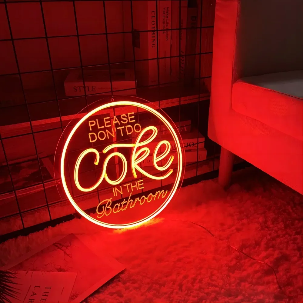 Imagem -05 - Decoração de Parede Led Neon Sign 3d Carve Sinal Personalizado Interruptor Ajustável por Favor Não Faça Coca-cola no Banheiro