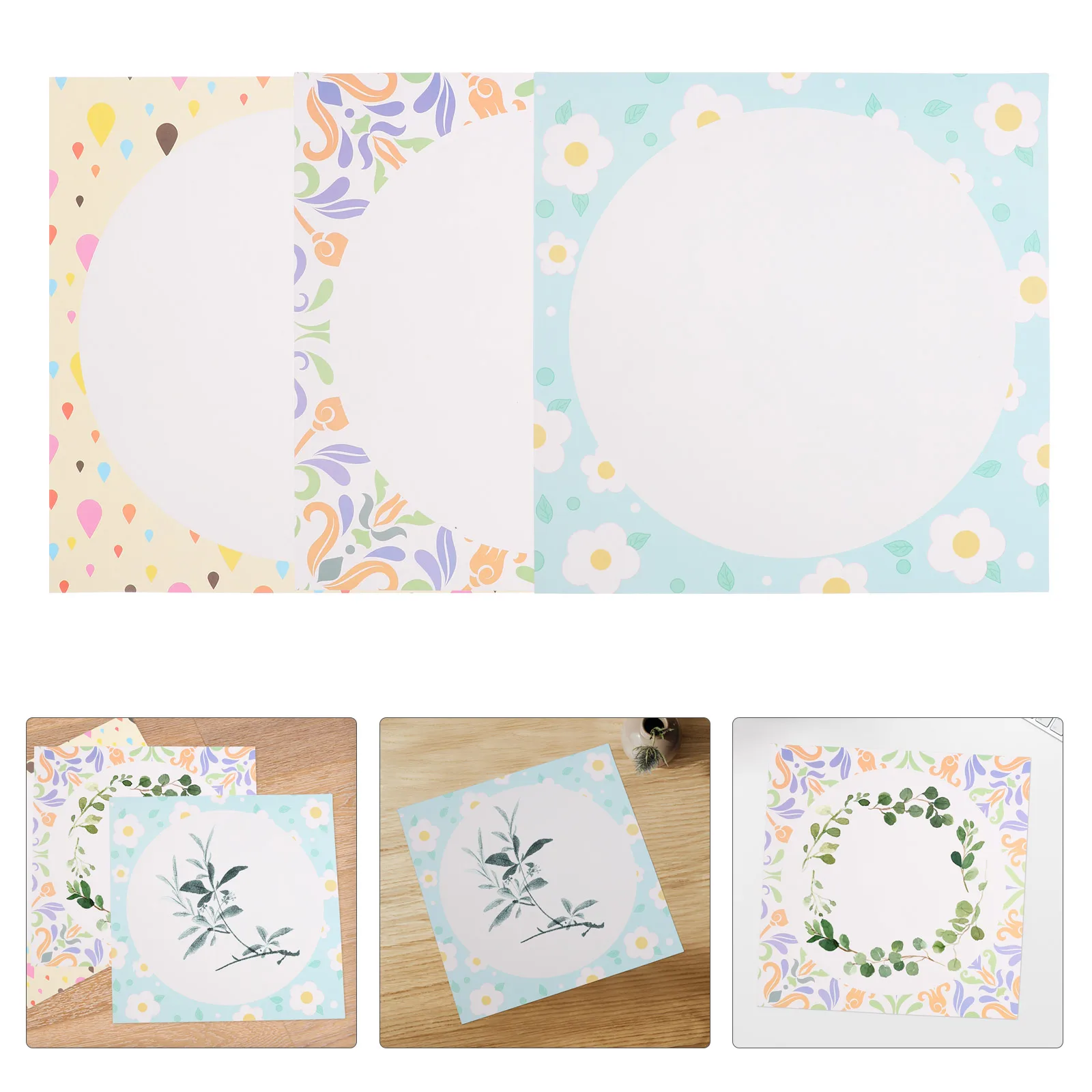 15pcs Lace Trimmed Paper Art Calligraphy Writing Painting Craft Watercolor Drawing Sheet Vintage Thickened Chinese Xuan Paper
