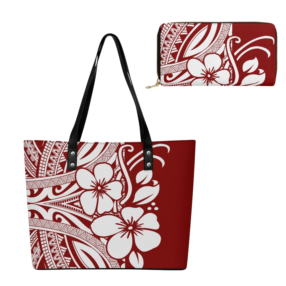 

Hawaiian Printed Shopping Bags Handbag Combination Bags Polynesian Fashion Shopping Bags Custom Pattern Wallets And Handbags