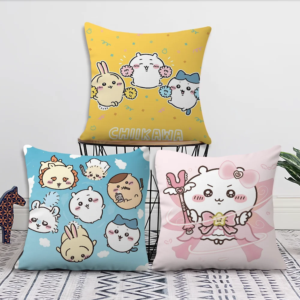 Cute C-Chiikawaa Comfortable Decorative Cushion Cover Suitable for Home Living Room Sofa Room Decoration