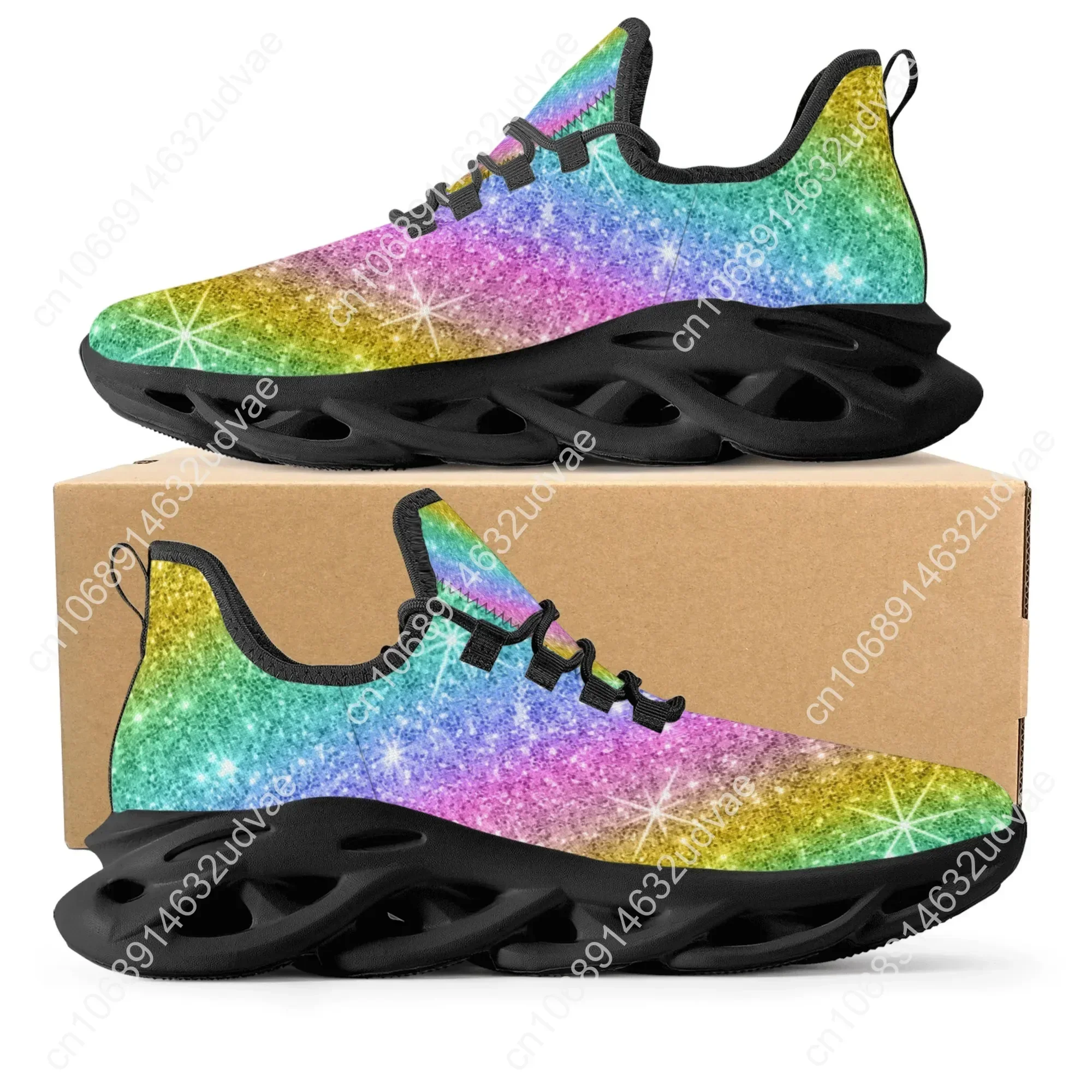 Colorful Rainbow Design Fashion Hot Sneakers Mens Womens Teenagers Breathable Mesh Casual Running Shoes Lace-Up Basketball Shoe 3