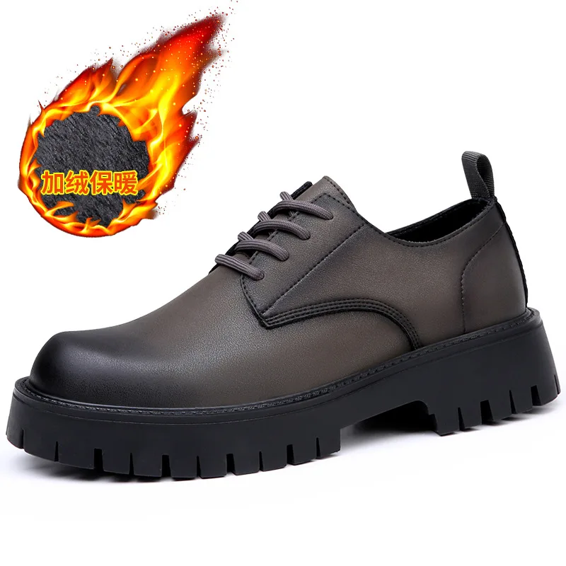 Men Oxfords Genuine Leather Dress Height Increasing Shoes Mens Casual Business Platform Shoes Male Work Tooling Footwear No Slip