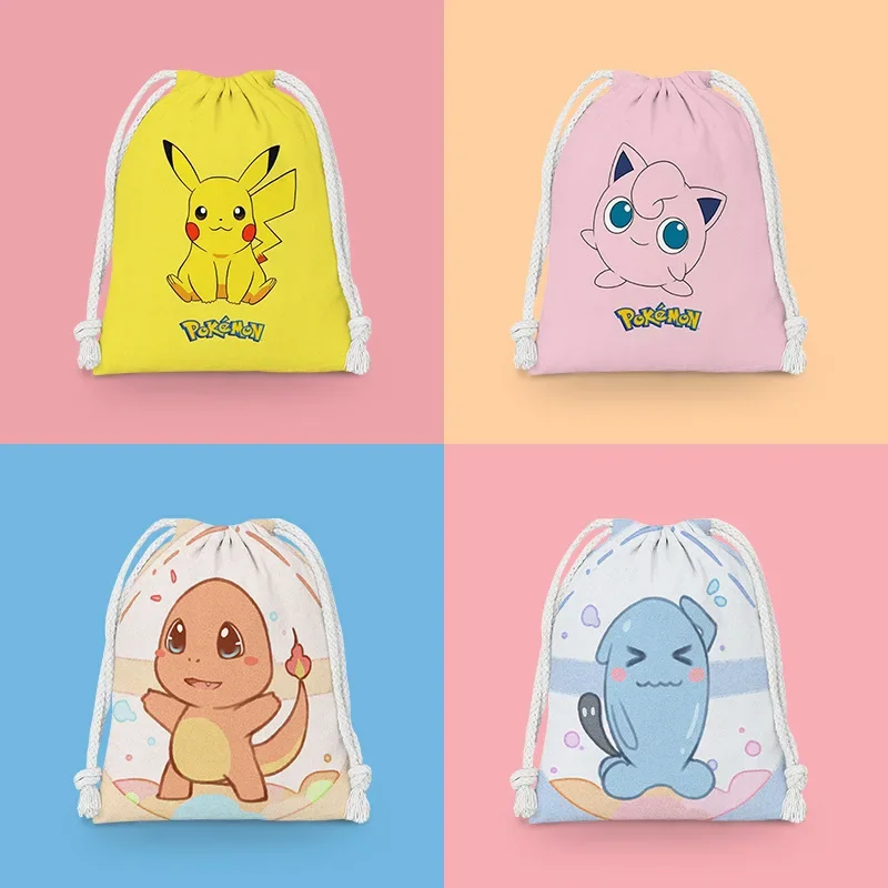 Pokemon Anime Drawstring Pocket Pikachu Gengar Charmander Book Miscellaneous Storage Bag Children's Toys Birthday Gift