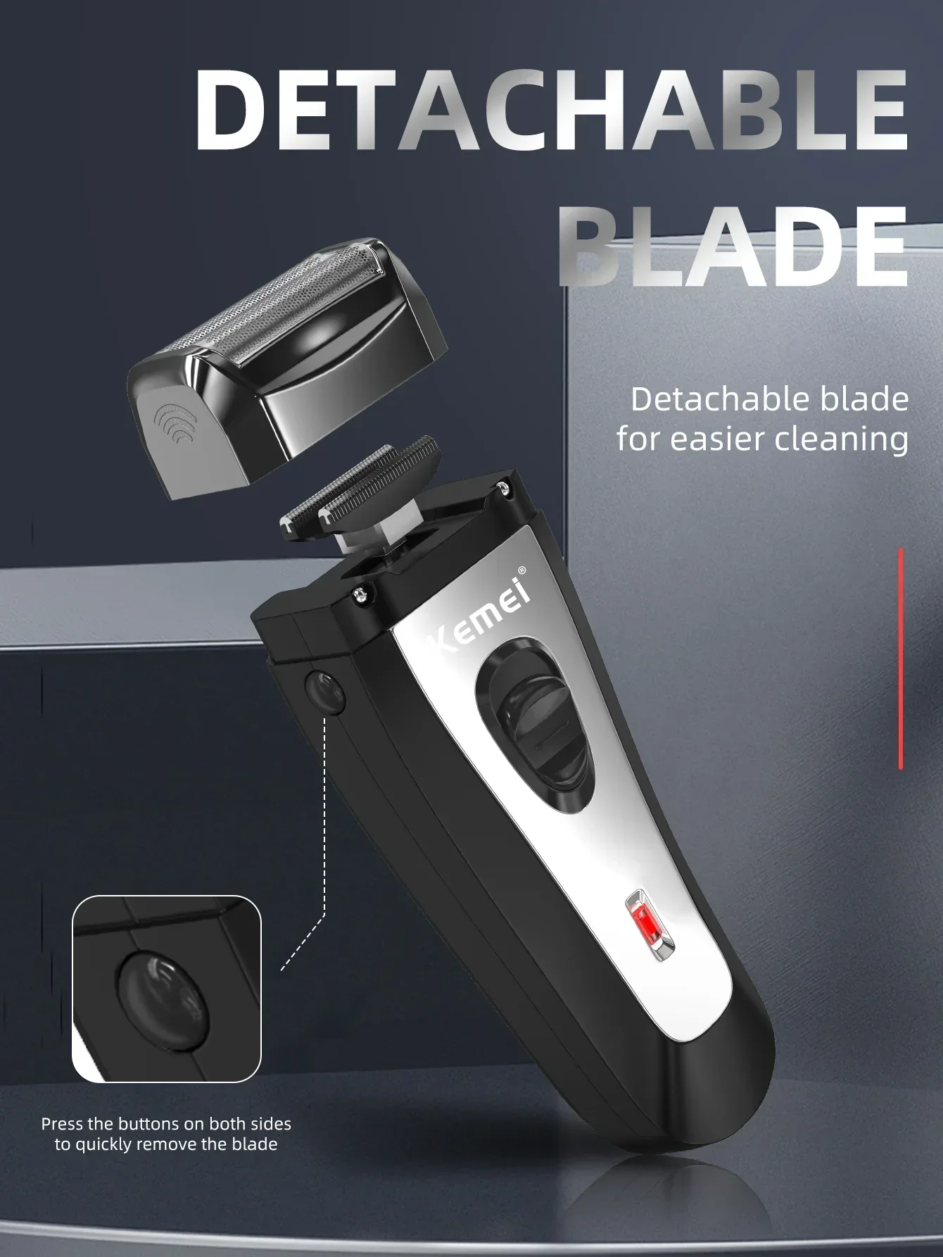 Kemei Elektrorasierer mit Hin- und Herbewegung für Männer, wasserdichter Akku-Rasierer, wiederaufladbarer USB-Rasierer, Friseur-Trimmer KM-9038 – Detail 4