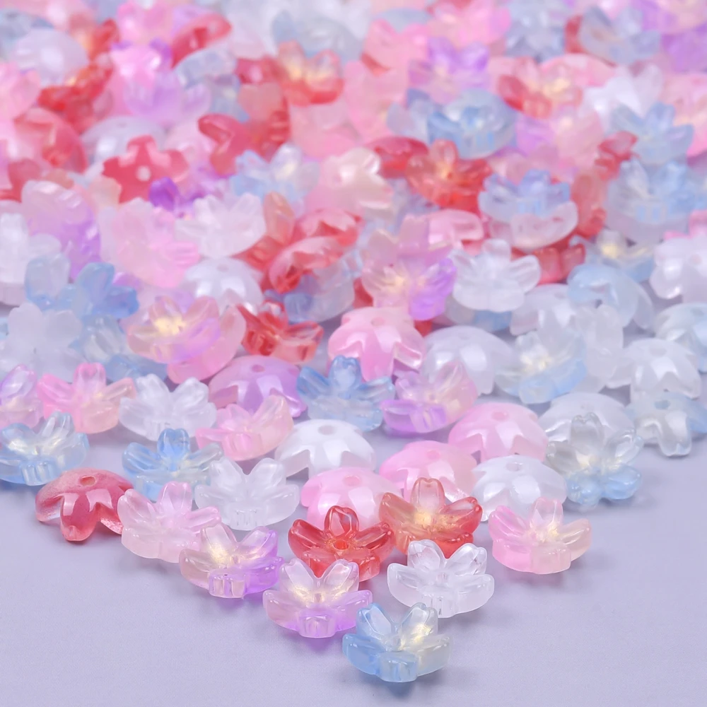 100pcs/Lot Vintage Antiquities Flower Bead Caps Spacer Accessories DIY Jewelry Making Supplies Rainbow Glass Materials Findings