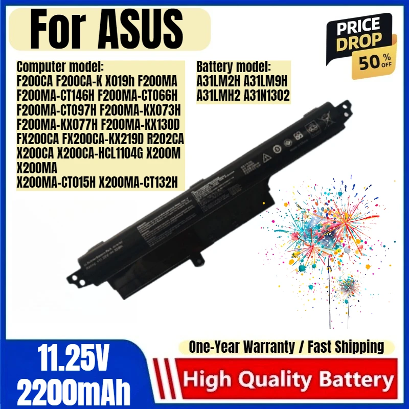 A31LM9H A31N1302 for ASUS F200CA F200MA FX200CAF X200CA-K X219D R202CA X200CA X200M X200MA Laptop Battery
