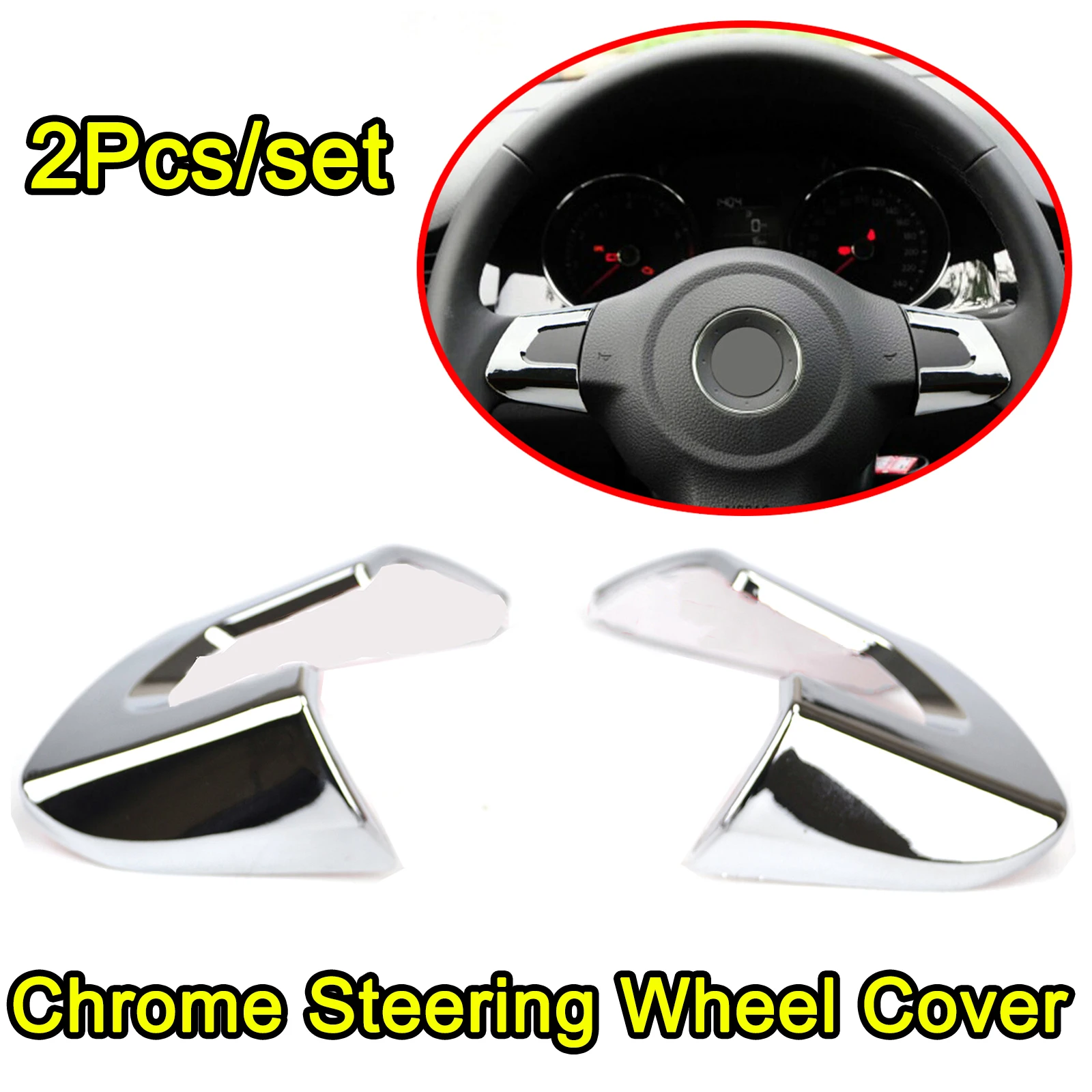 

Car Chrome Steering Wheel Cover Trim For VW Golf MK6 Bora Jetta Polo Touran Eos Caddy Car Accessories Interior Decoration Parts