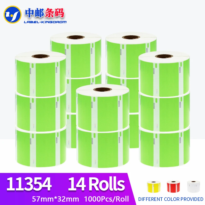 

14 Rolls Dymo Compatible Green 11354 Label 57mm*32mm 1000Pcs for LabelWriter 400 450 450Turbo Printer Seiko SLP 440 450