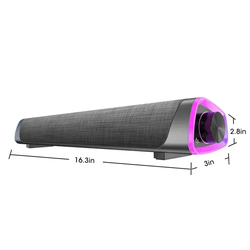 노트북 PC용 무선 데스크탑 컴퓨터 스피커 바, 9D 스테레오, LED 유선 라우드 스피커 사운드, 서브우퍼 블루투스 스피커