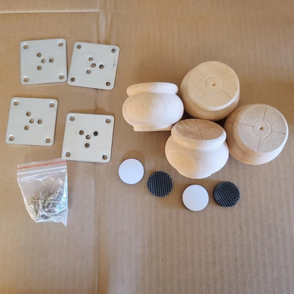 2 Inch Wooden Furniture Legs, Solid Wood Unpainted Replacement Furniture Legs, Cabinet Legs/Desk/Sofa/Bookcase Bun Feet, DIY Woo