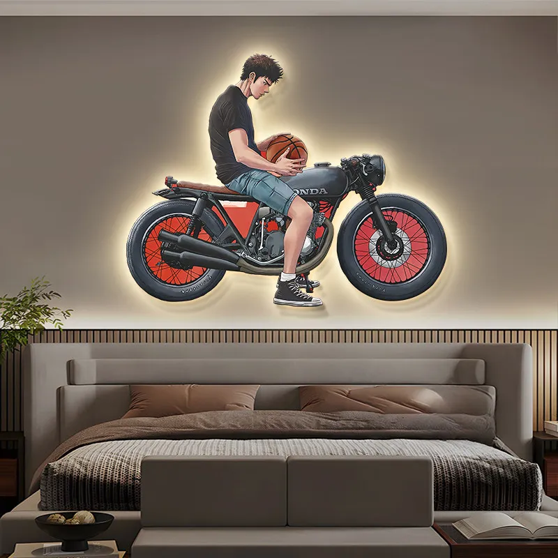 Hanging paintings, glowing LED lights, living room and bedroom decorations, anime, boys, children's room murals