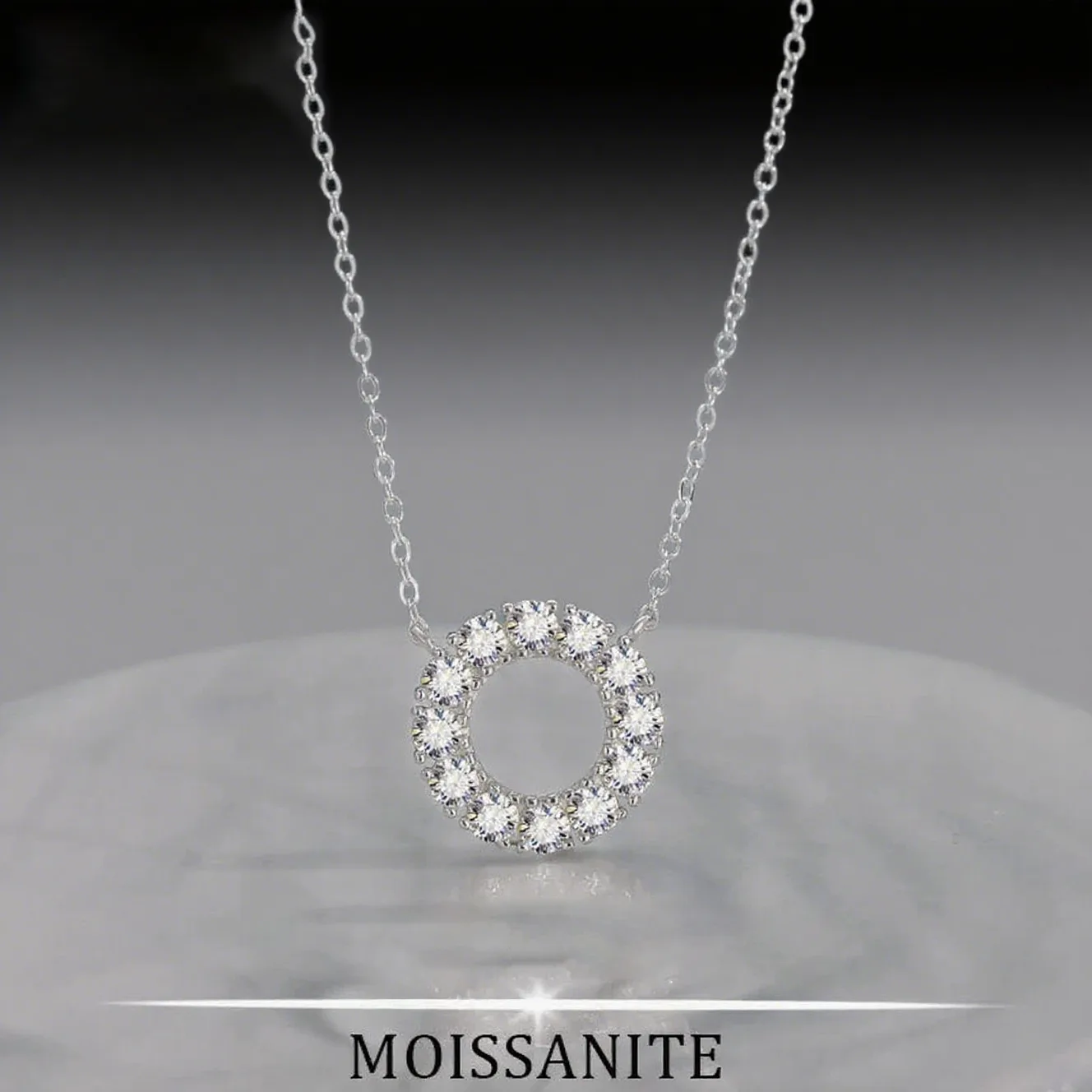 

TY S925 Sterling Silver Moissanite Necklace For Women Donut Pendant Necklace 1.2CT VVS1 With GRA Certificate Fine Jewelry