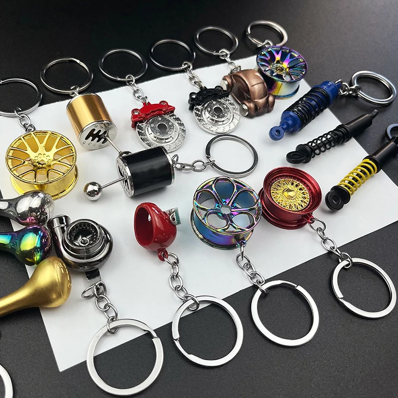 Creative Metal Car Keychain Turbo Gear Shift Wheel Brake Caliper Suspension Pendant Auto Key Ring Accessories  Key Holder Gift
