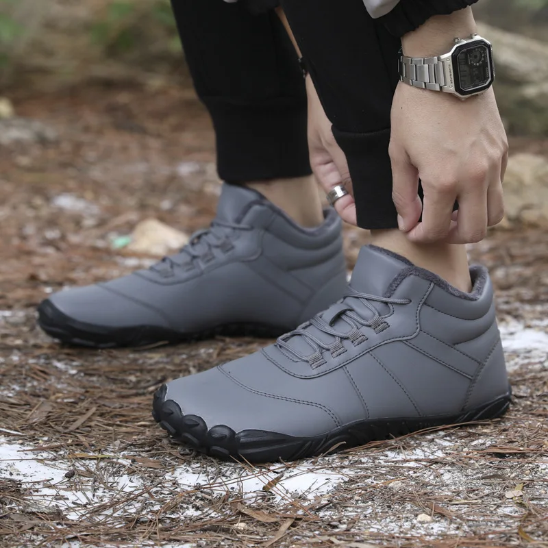 الرجال الشتاء الدافئة أحذية بيرفوت مقاوم للماء واسعة تو عدم الانزلاق المطاط وحيد أفخم اصطف حذاء للسير مسافات طويلة في الهواء الطلق أحذية رياضية حذاء الجري #1