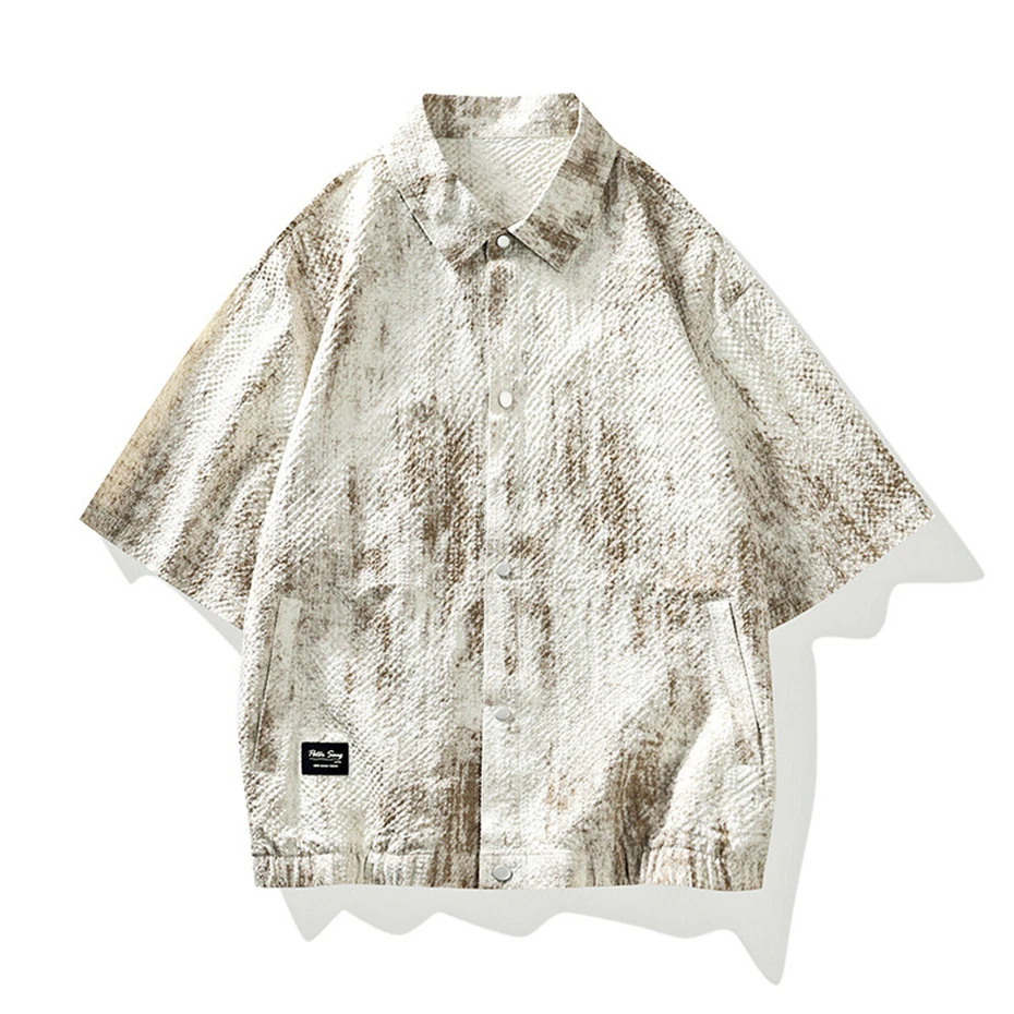 Tie Dye Shirt Men Plus Size 8XL Summer Short Sleeve Shirts Male Fashion Casual Tops Big Size 8XL