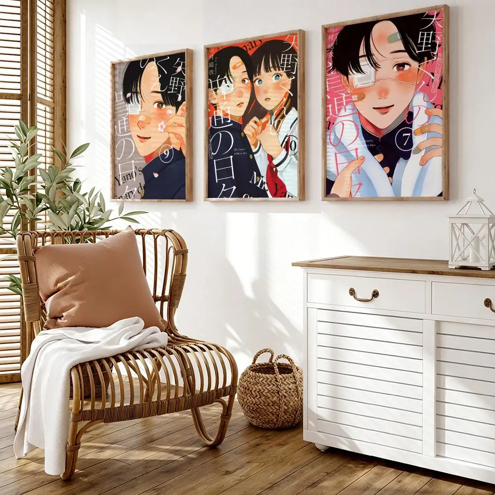 Y-Yano-kun's Ordinary Days Poster Wall Stickers HD Painting Self Adhesive Art Decals for Bedroom Living Room Home Decor